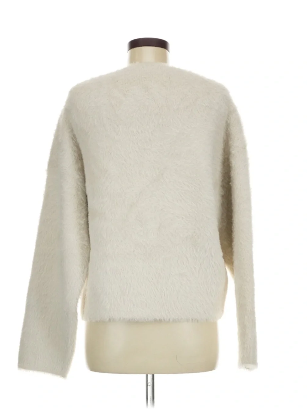 J.Crew Oversized Double Faced Wool Sweater Jacket Cardigan Cream Fur Sz S - Picture 2 of 7
